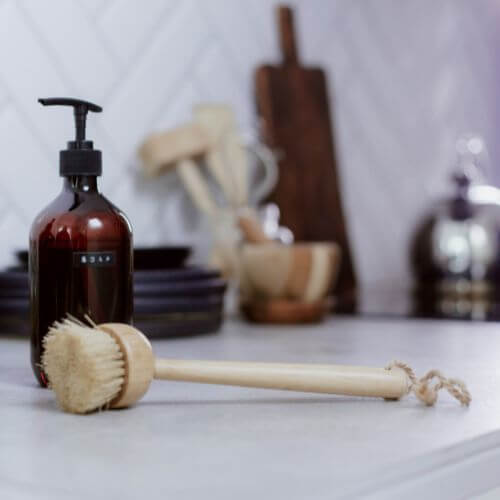 Brosse en bambou, pour la vaisselle ou les légumes